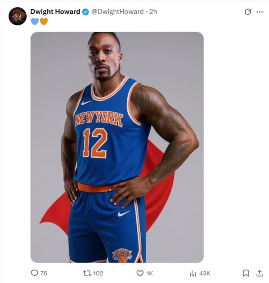 難道說？尼克斯步行者G4賽后 霍華德發(fā)推身披尼克斯戰(zhàn)袍